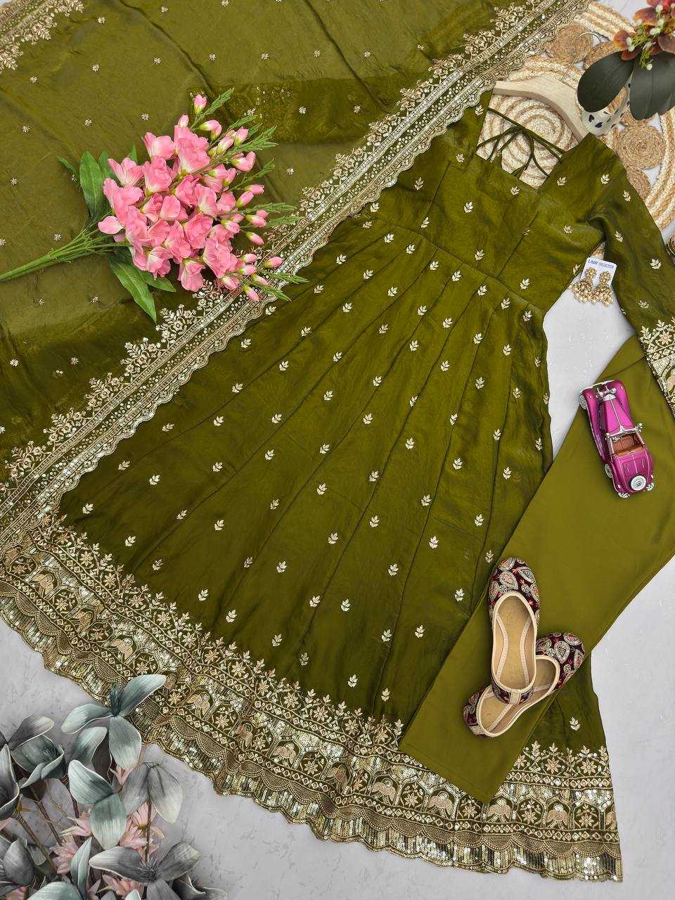 YNF Wholesale Silk Embroidery Gowns  | Surat Manufacturer