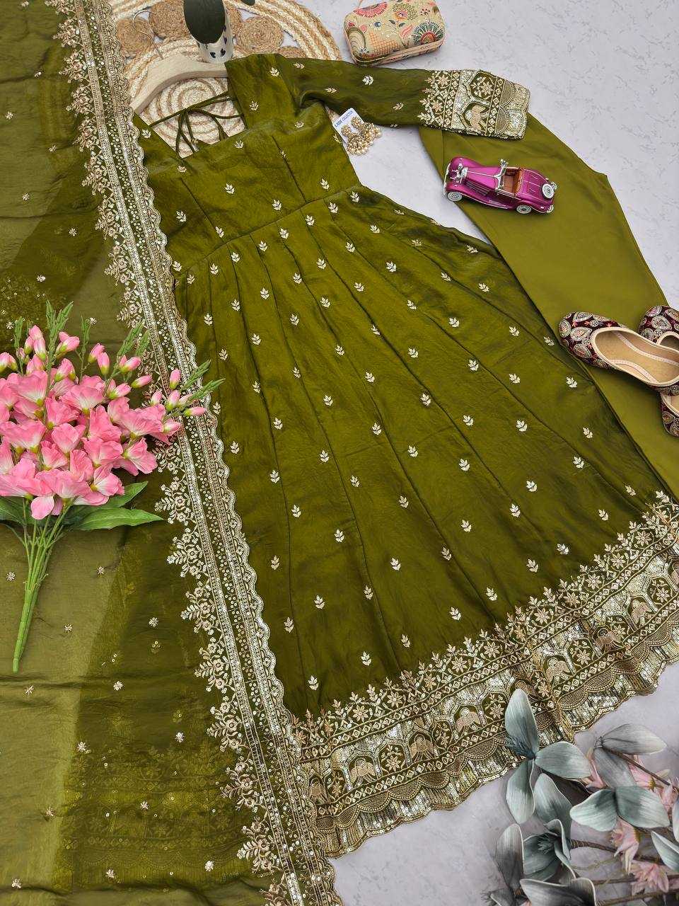 YNF Wholesale Silk Embroidery Gowns  | Surat Manufacturer