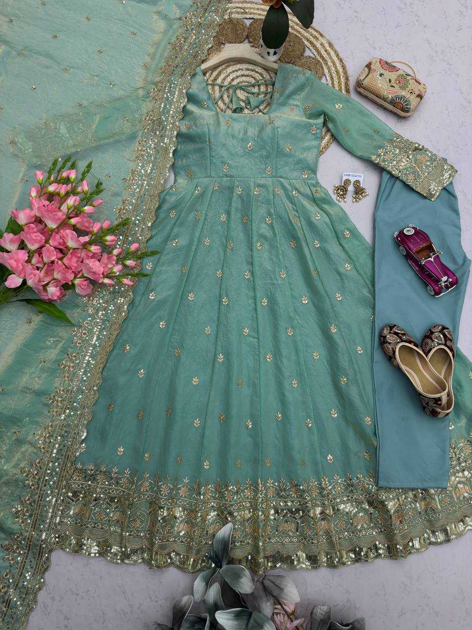 YNF Wholesale Silk Embroidery Gowns  | Surat Manufacturer