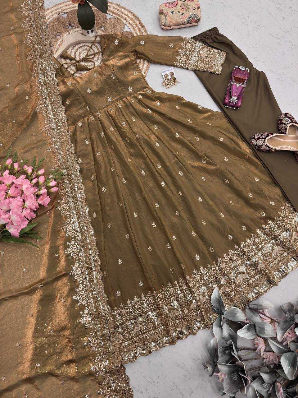 YNF Wholesale Silk Embroidery Gowns  | Surat Manufacturer