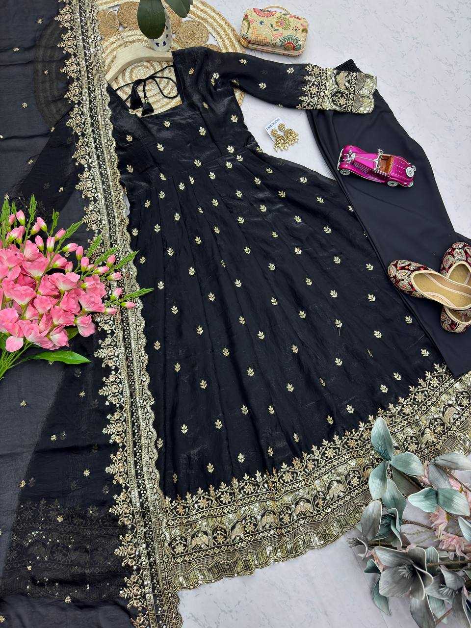 YNF Wholesale Silk Embroidery Gowns  | Surat Manufacturer