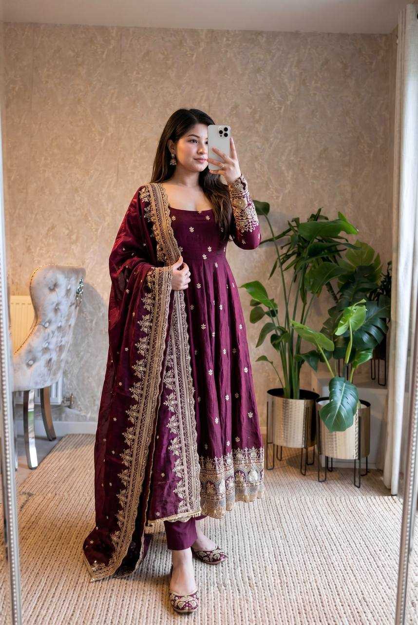 YNF Wholesale Silk Embroidery Gowns  | Surat Manufacturer