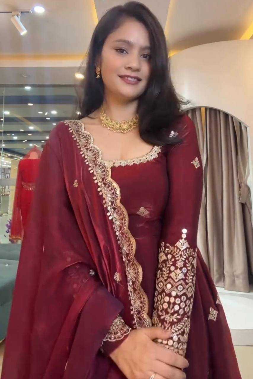 YNF Wholesale Silk Embroidery Gowns  | Surat Manufacturer