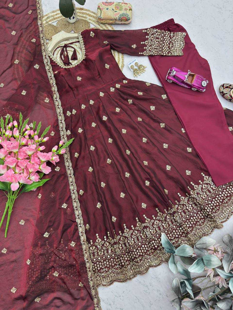 YNF Wholesale Silk Embroidery Gowns  | Surat Manufacturer