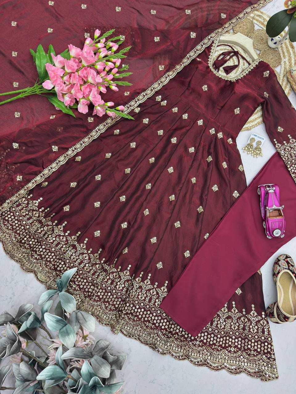 YNF Wholesale Silk Embroidery Gowns  | Surat Manufacturer