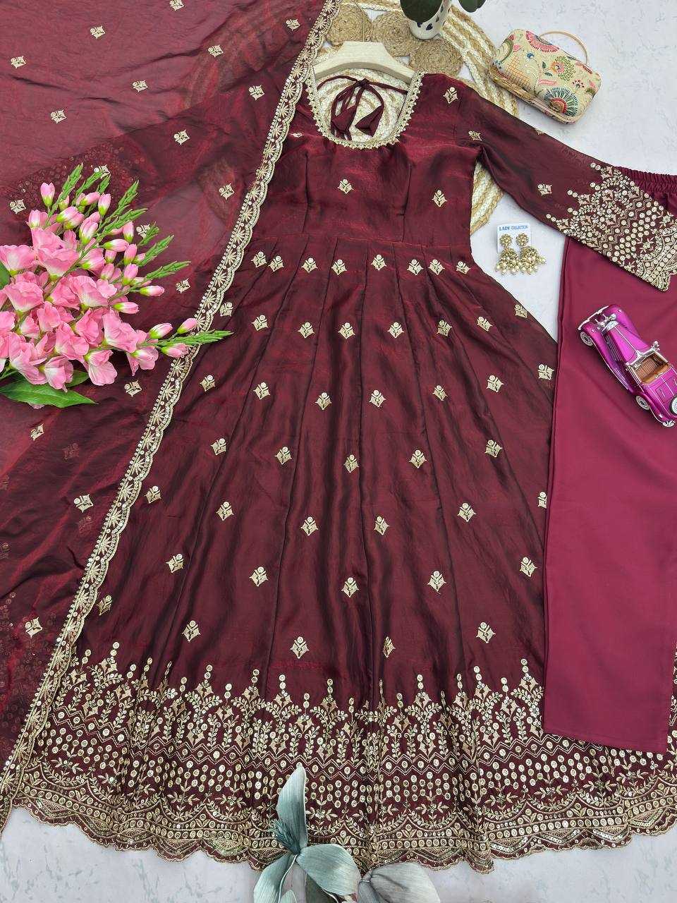 YNF Wholesale Silk Embroidery Gowns  | Surat Manufacturer
