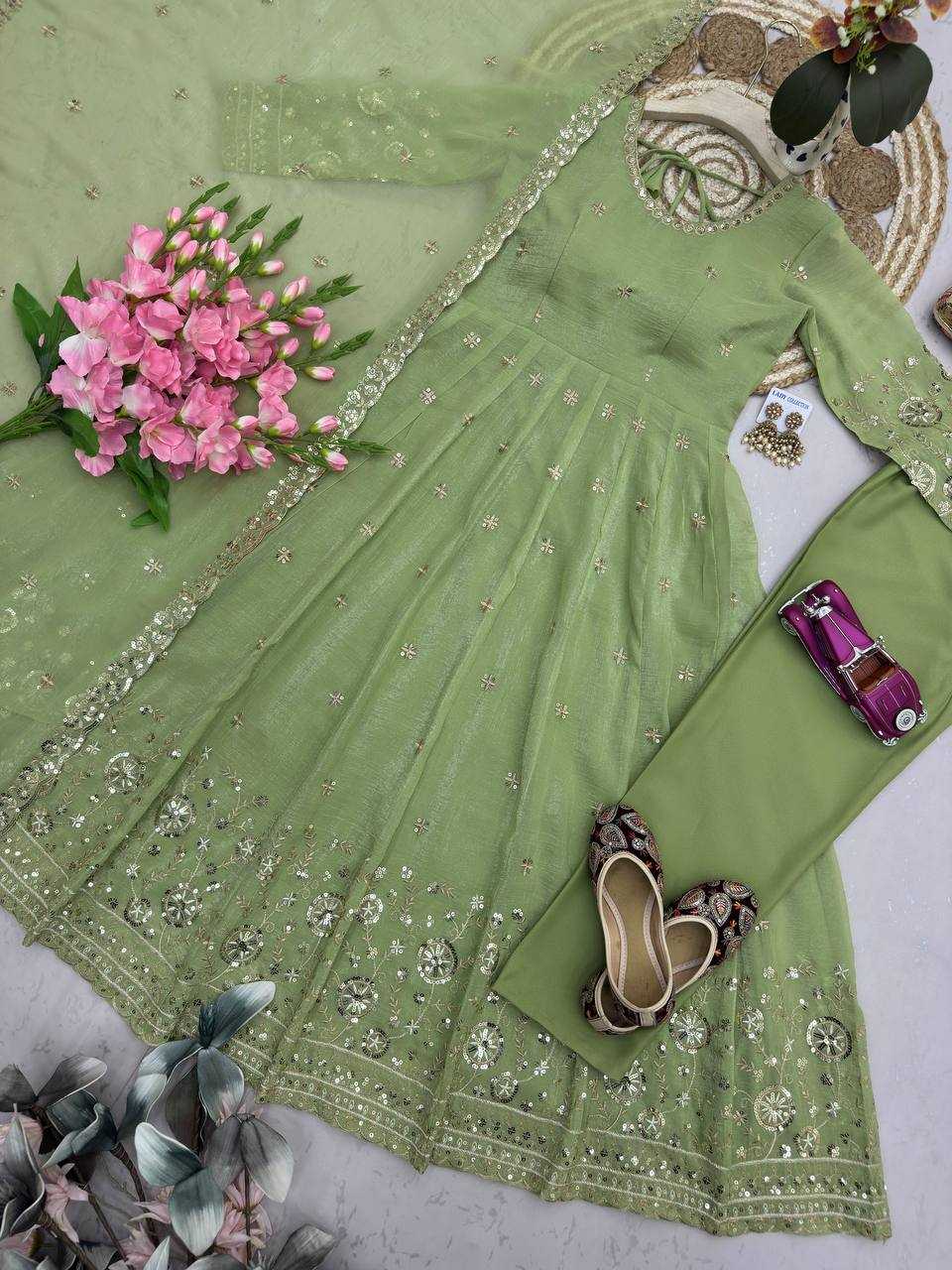YNF Wholesale Heavy Silk Embroidery Gowns  | Surat Manufacturer