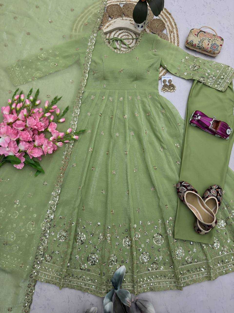 YNF Wholesale Heavy Silk Embroidery Gowns  | Surat Manufacturer
