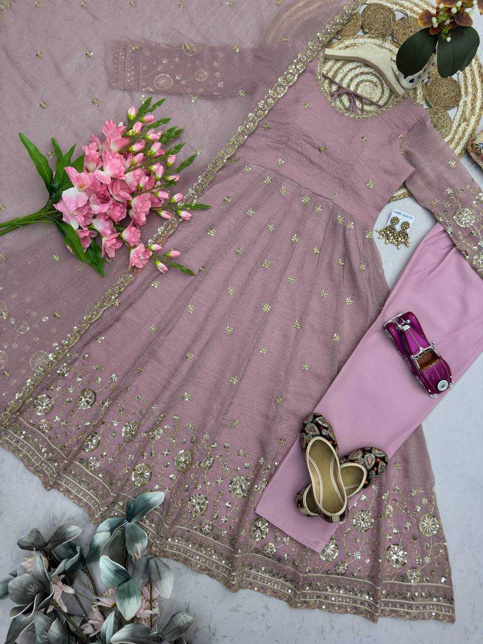 YNF Wholesale Heavy Silk Embroidery Gowns  | Surat Manufacturer