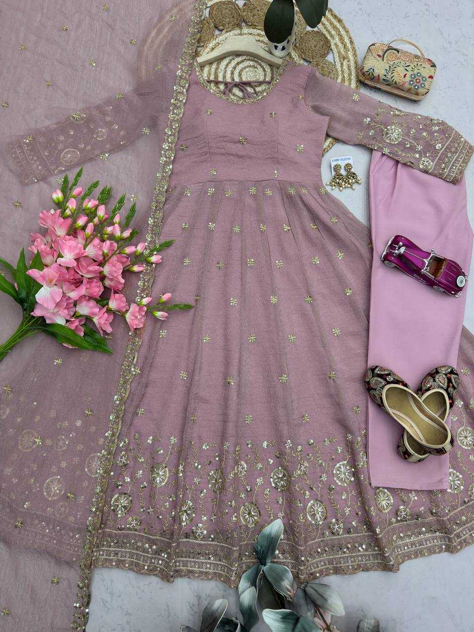 YNF Wholesale Heavy Silk Embroidery Gowns  | Surat Manufacturer