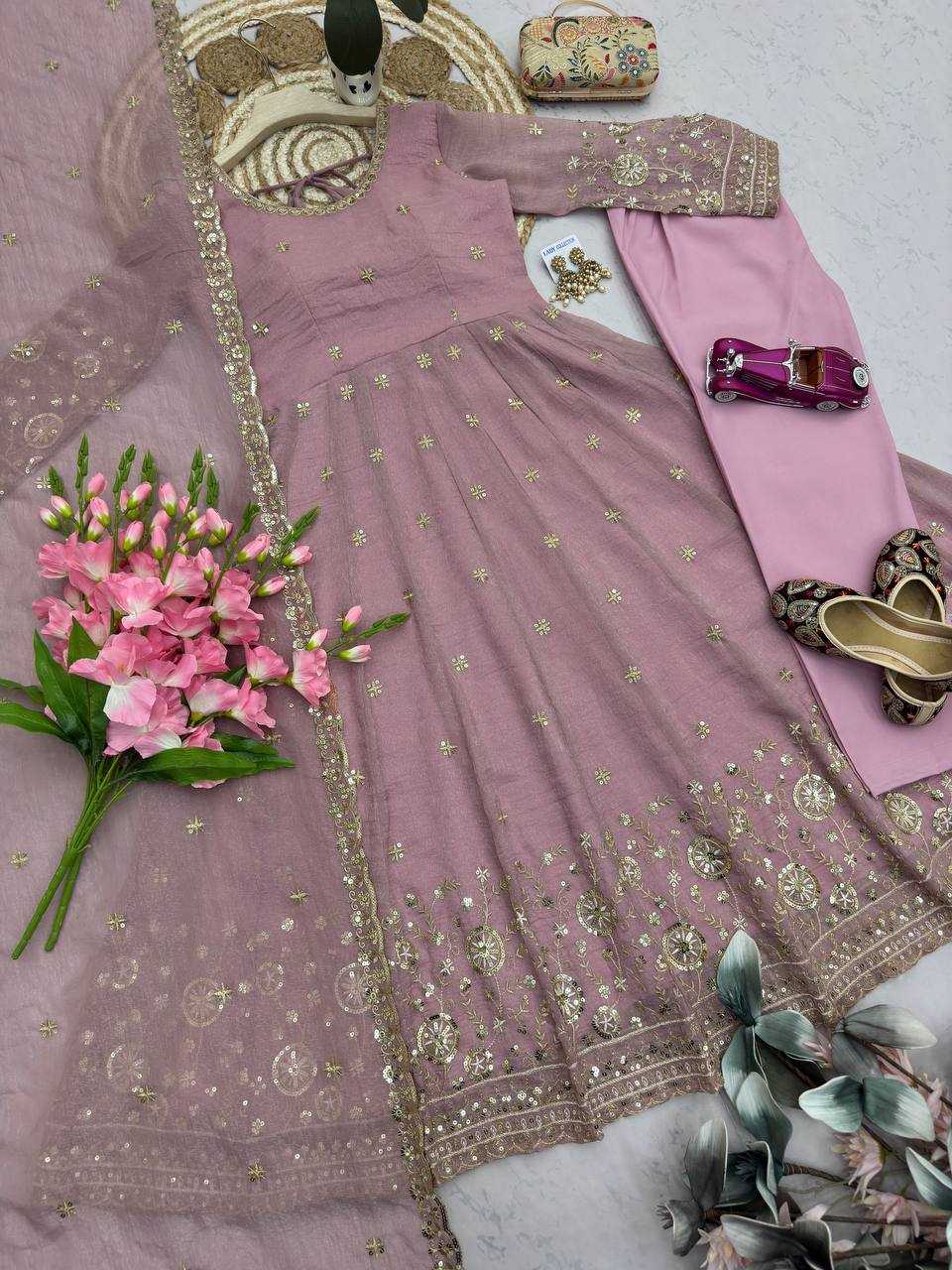 YNF Wholesale Heavy Silk Embroidery Gowns  | Surat Manufacturer