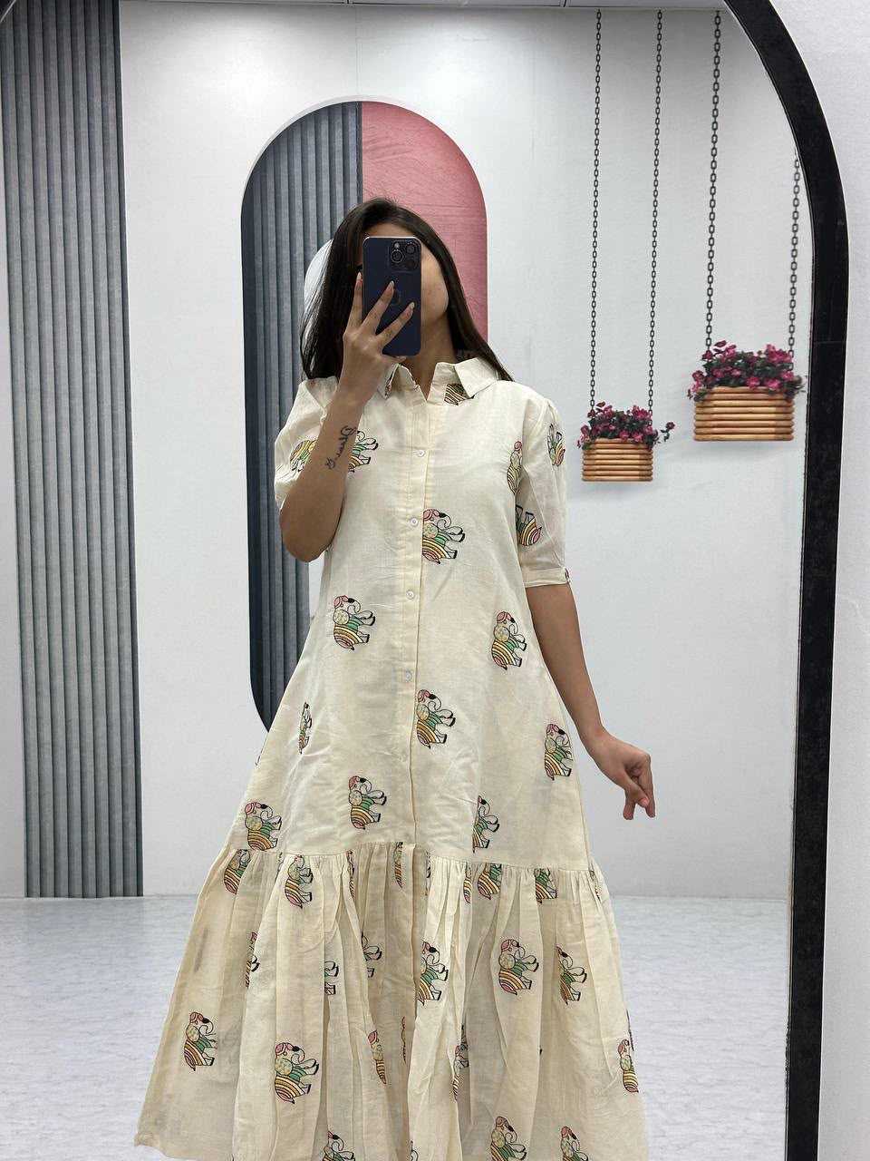 YNF Wholesale Cotton Embroidery Gowns  | Surat Manufacturer