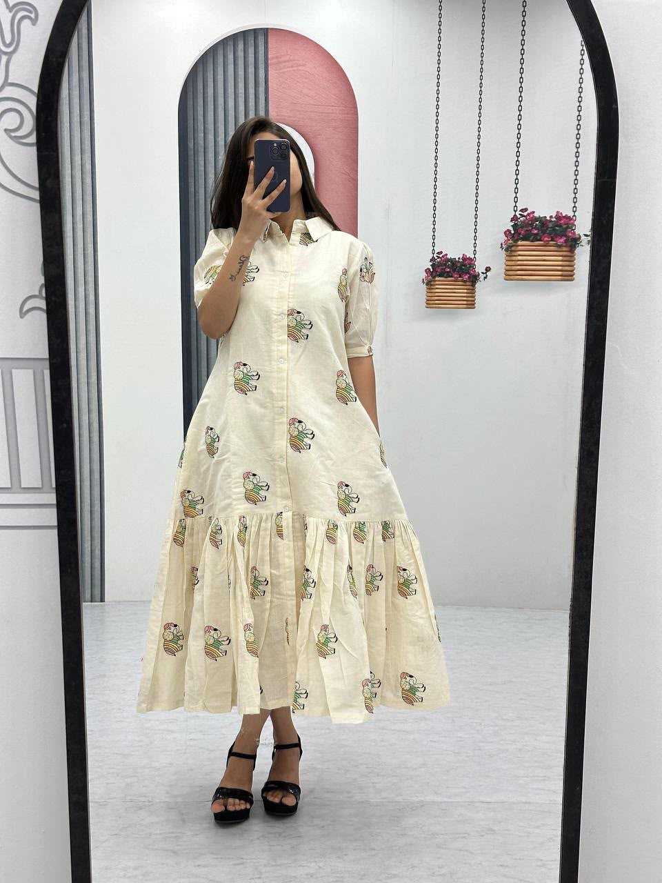 YNF Wholesale Cotton Embroidery Gowns  | Surat Manufacturer