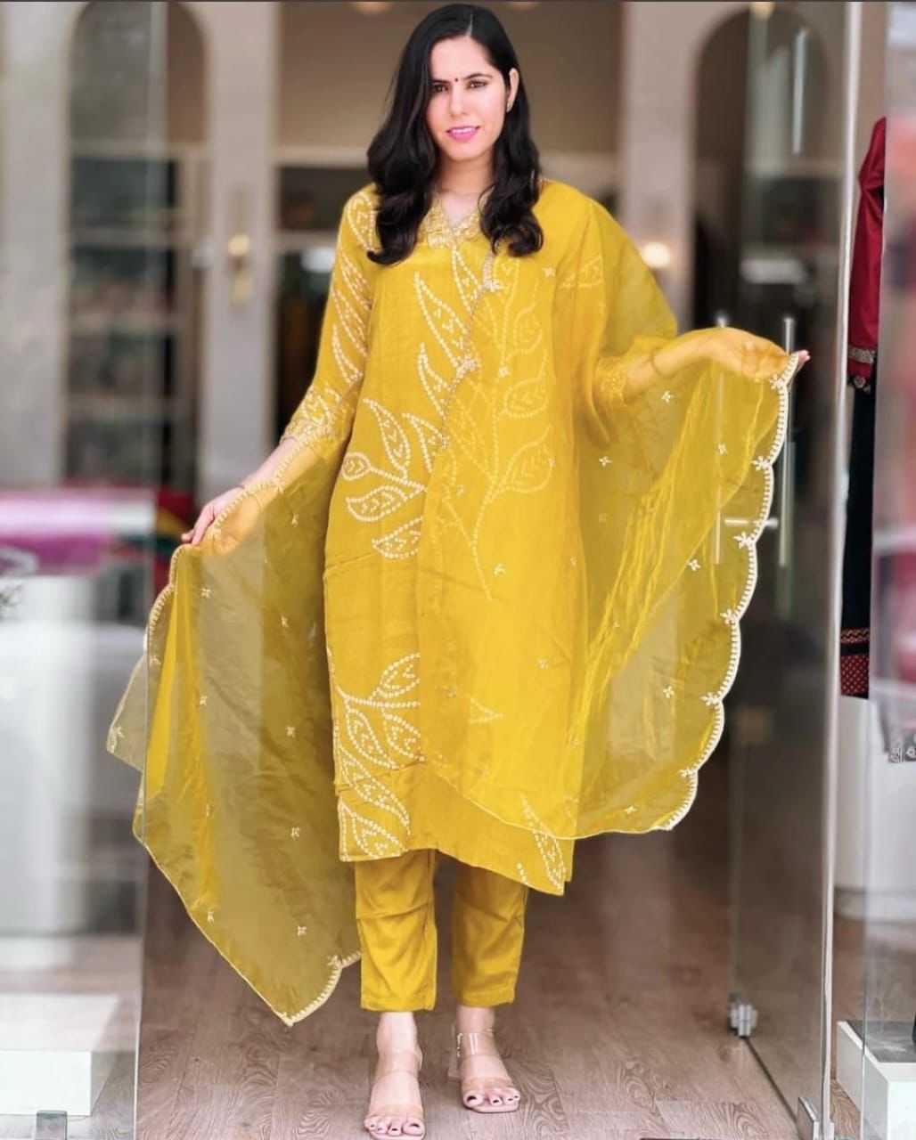 YNF Wholesale Chinon Silk Ladies Suits  | Surat Manufacturer