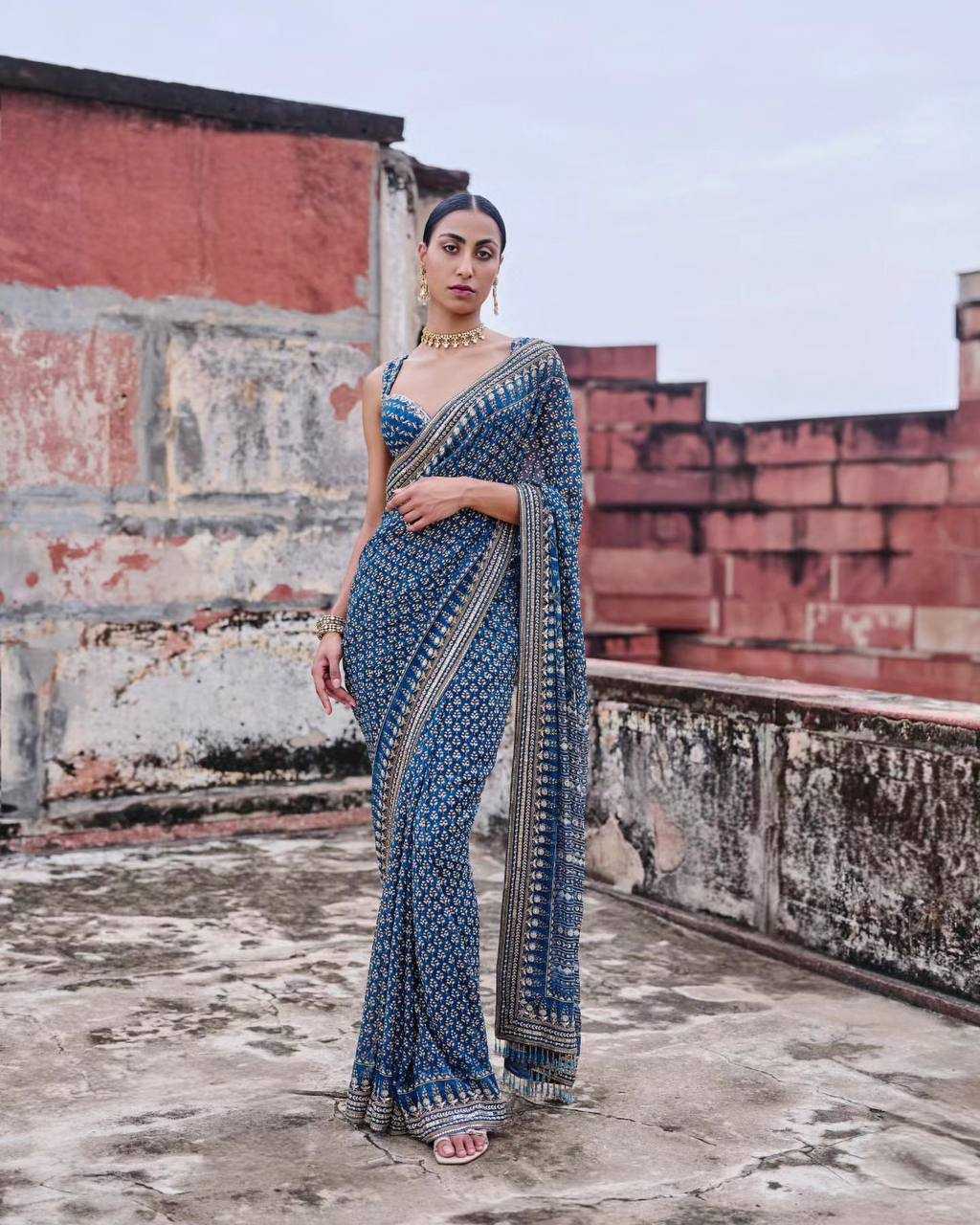 YNF Wholesale Georgette Printed Sarees  | Surat Manufacturer