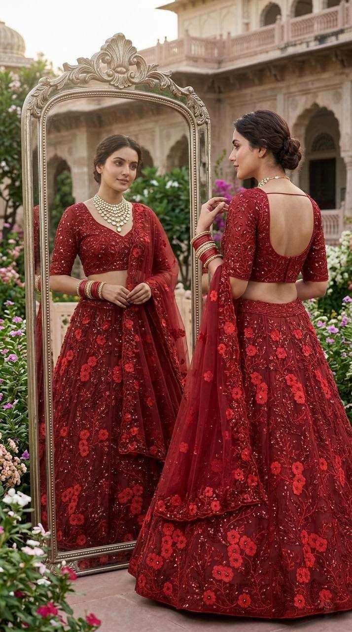 YNF Wholesale Butterfly Net Embroidered Lehenga  | Surat Manufacturer
