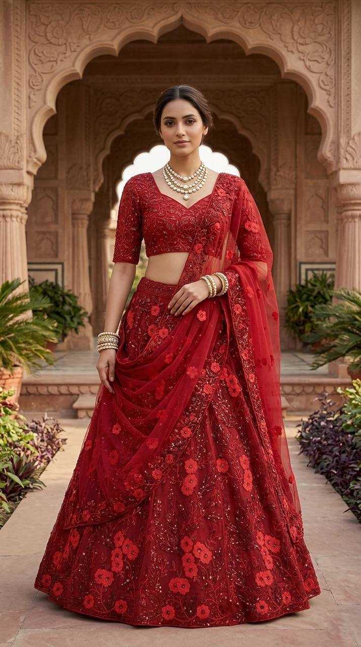 YNF Wholesale Butterfly Net Embroidered Lehenga  | Surat Manufacturer