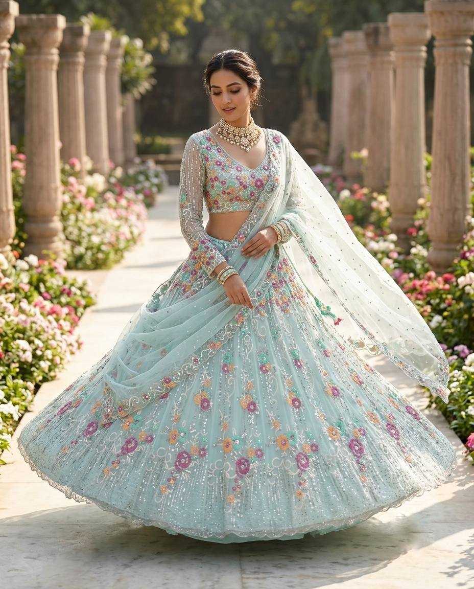 YNF Wholesale Organza Silk Embroidered Lehenga  | Surat Manufacturer