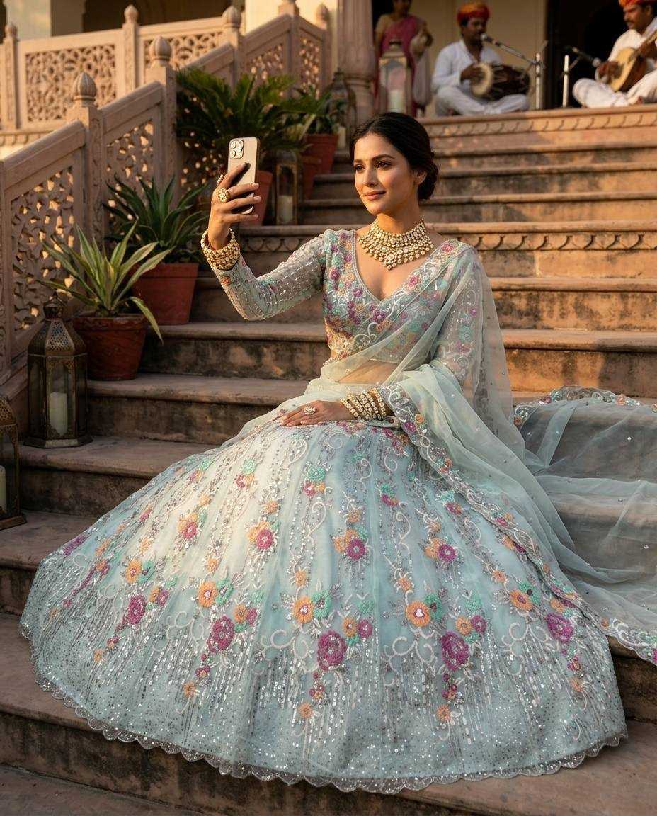 YNF Wholesale Organza Silk Embroidered Lehenga  | Surat Manufacturer