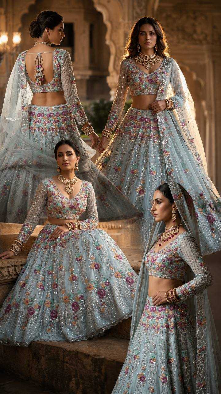 YNF Wholesale Organza Silk Embroidered Lehenga  | Surat Manufacturer