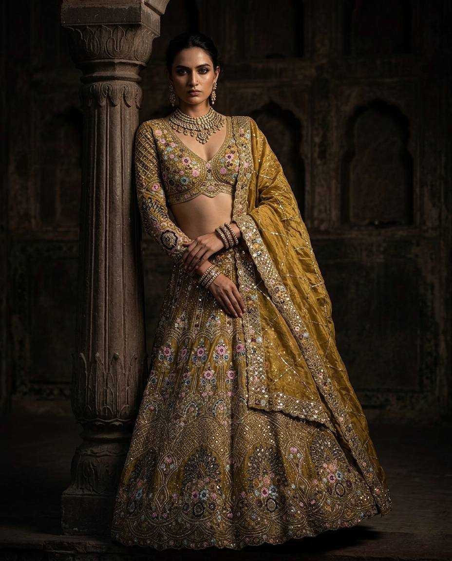 YNF Wholesale Soft Gold Crush Designer Lehenga  | Surat Manufacturer
