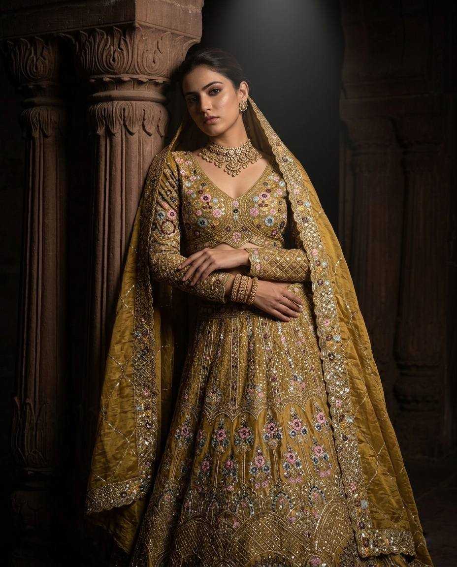 YNF Wholesale Soft Gold Crush Designer Lehenga  | Surat Manufacturer