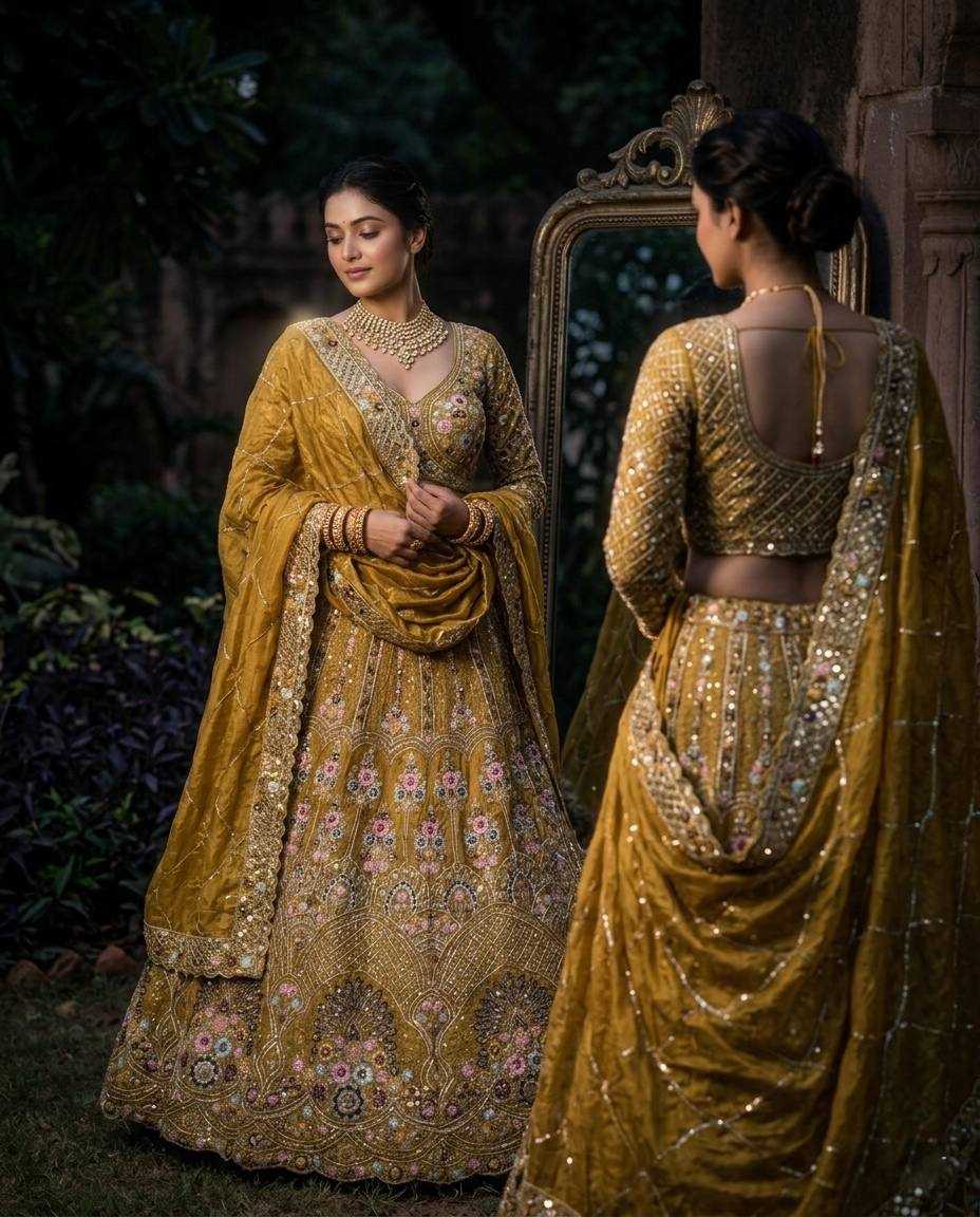 YNF Wholesale Soft Gold Crush Designer Lehenga  | Surat Manufacturer