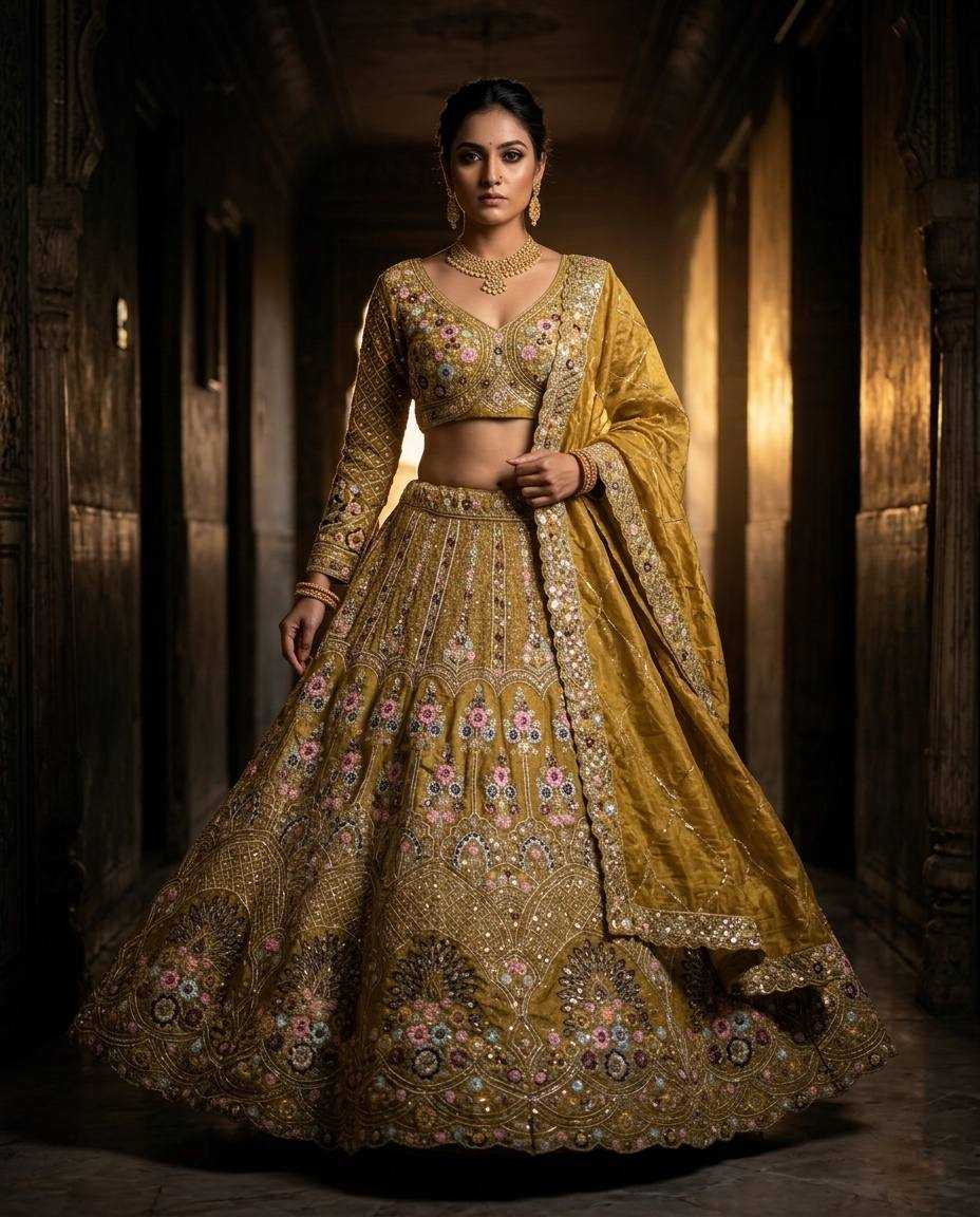 YNF Wholesale Soft Gold Crush Designer Lehenga  | Surat Manufacturer