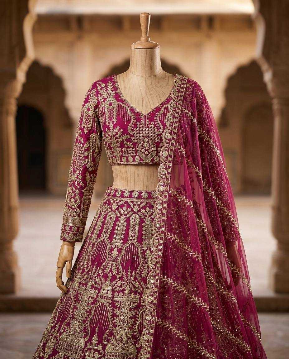 YNF Wholesale Butterfly Net Wedding Lehenga  | Surat Manufacturer