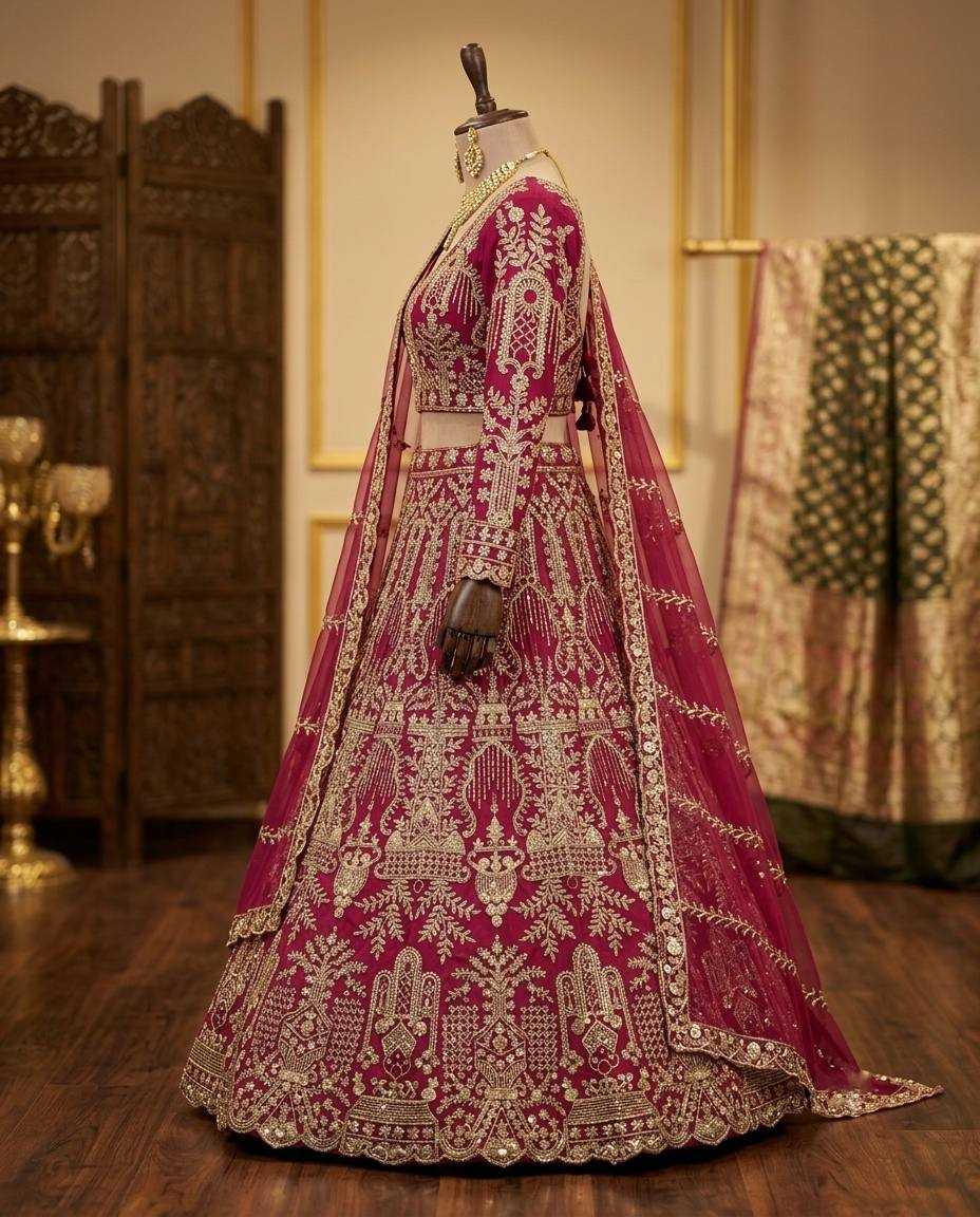 YNF Wholesale Butterfly Net Wedding Lehenga  | Surat Manufacturer
