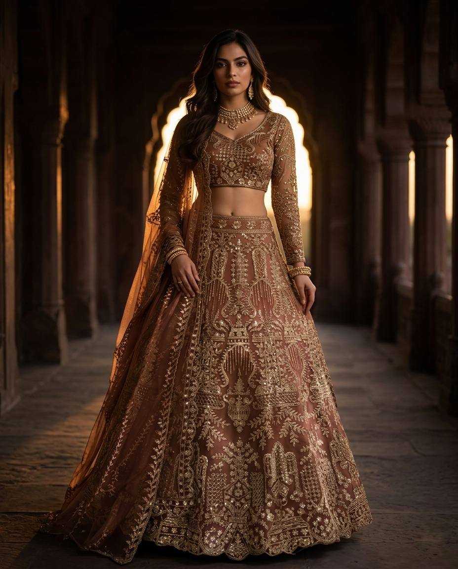 YNF Wholesale Butterfly Net Wedding Lehenga  | Surat Manufacturer