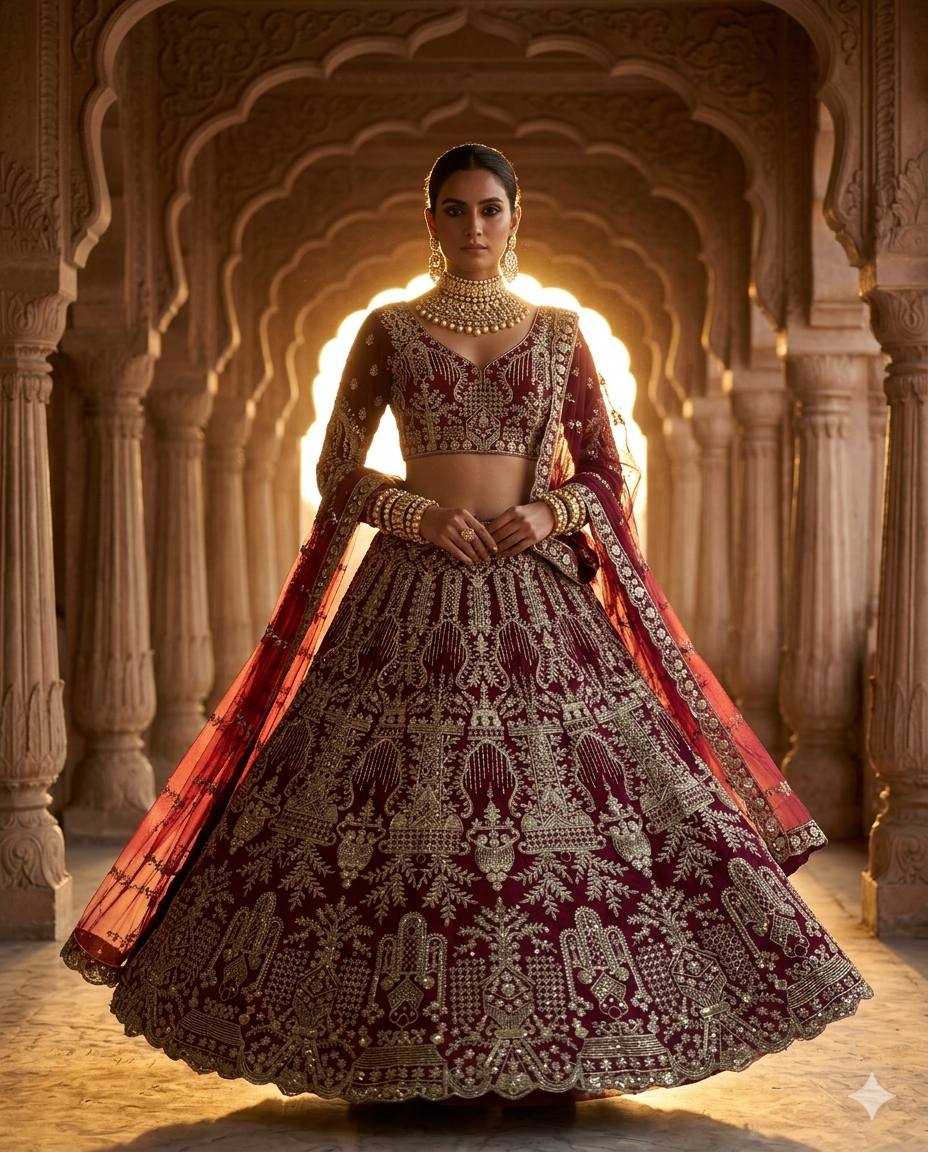YNF Wholesale Butterfly Net Wedding Lehenga  | Surat Manufacturer