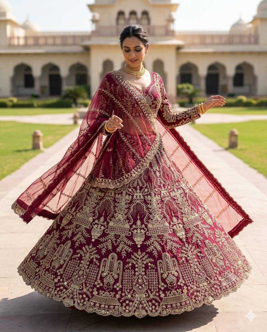 YNF Wholesale Butterfly Net Wedding Lehenga  | Surat Manufacturer
