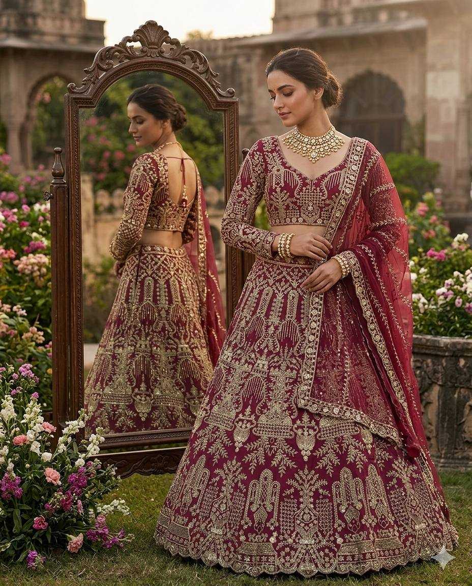 YNF Wholesale Butterfly Net Wedding Lehenga  | Surat Manufacturer