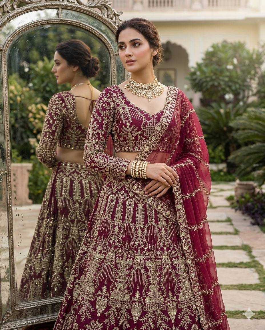 YNF Wholesale Butterfly Net Wedding Lehenga  | Surat Manufacturer