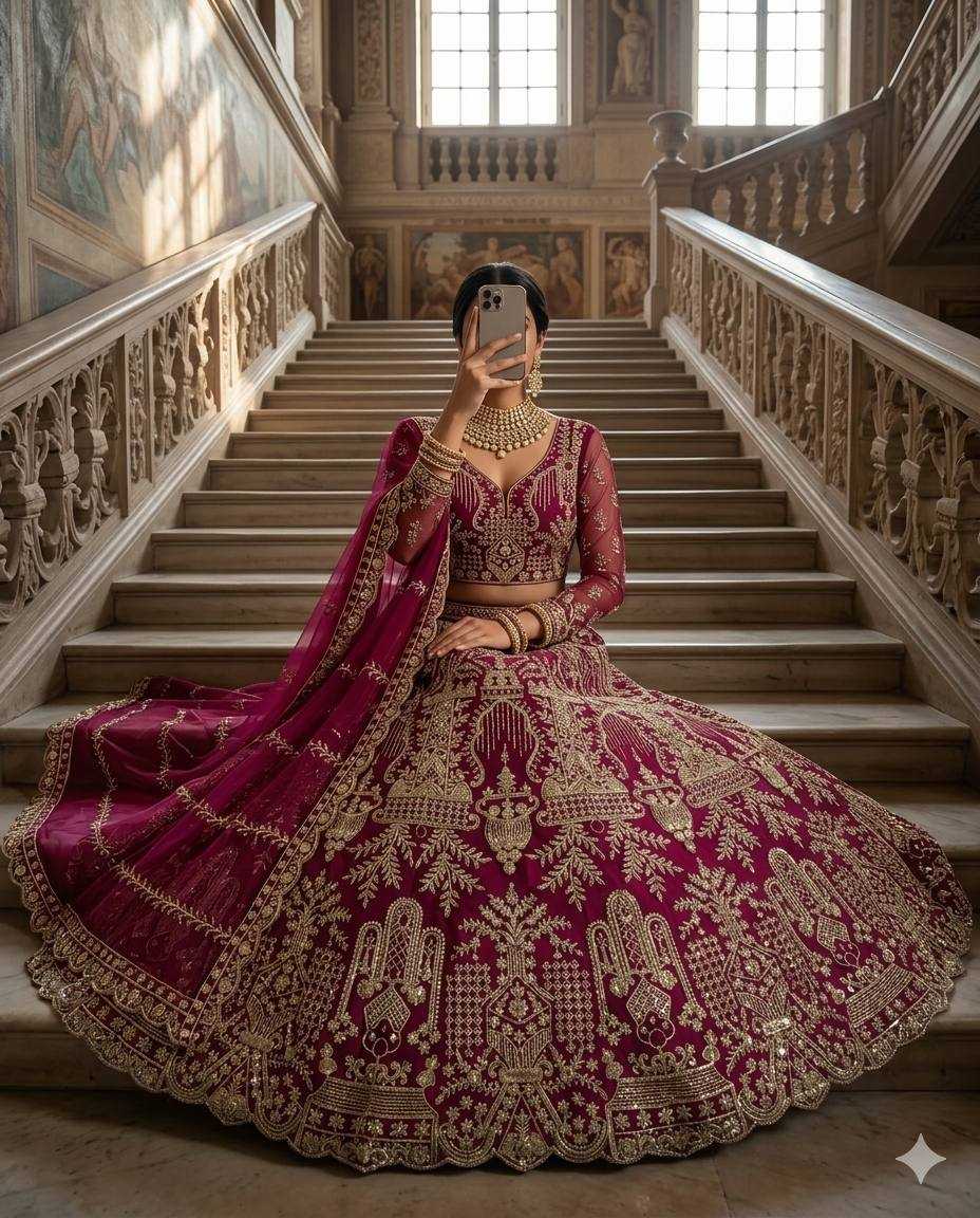 YNF Wholesale Butterfly Net Wedding Lehenga  | Surat Manufacturer