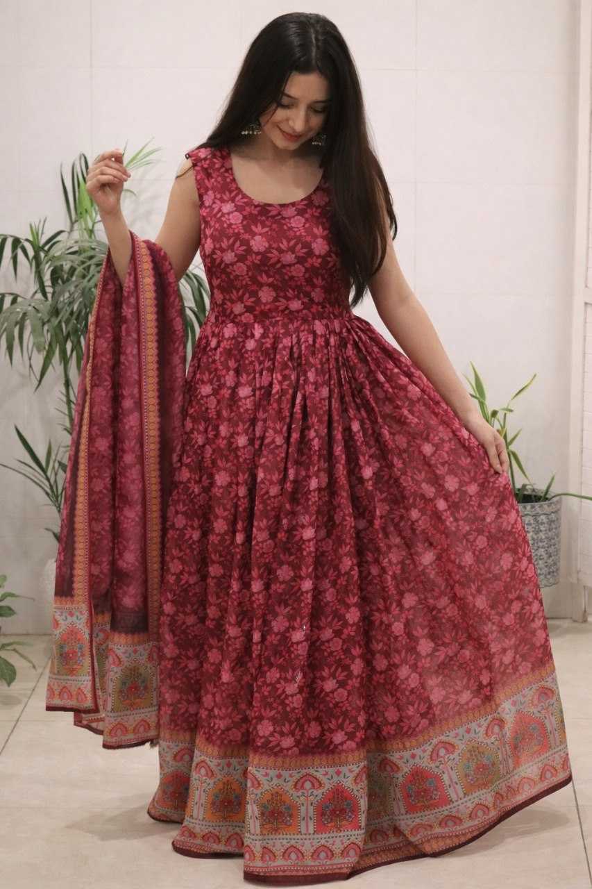 YNF Wholesale Organza Printed Gowns  | Surat Manufacturer