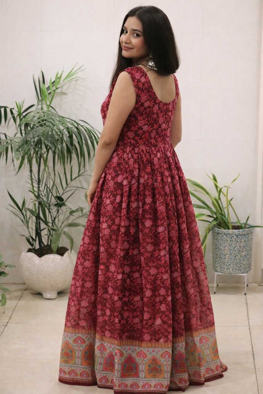 YNF Wholesale Organza Printed Gowns  | Surat Manufacturer