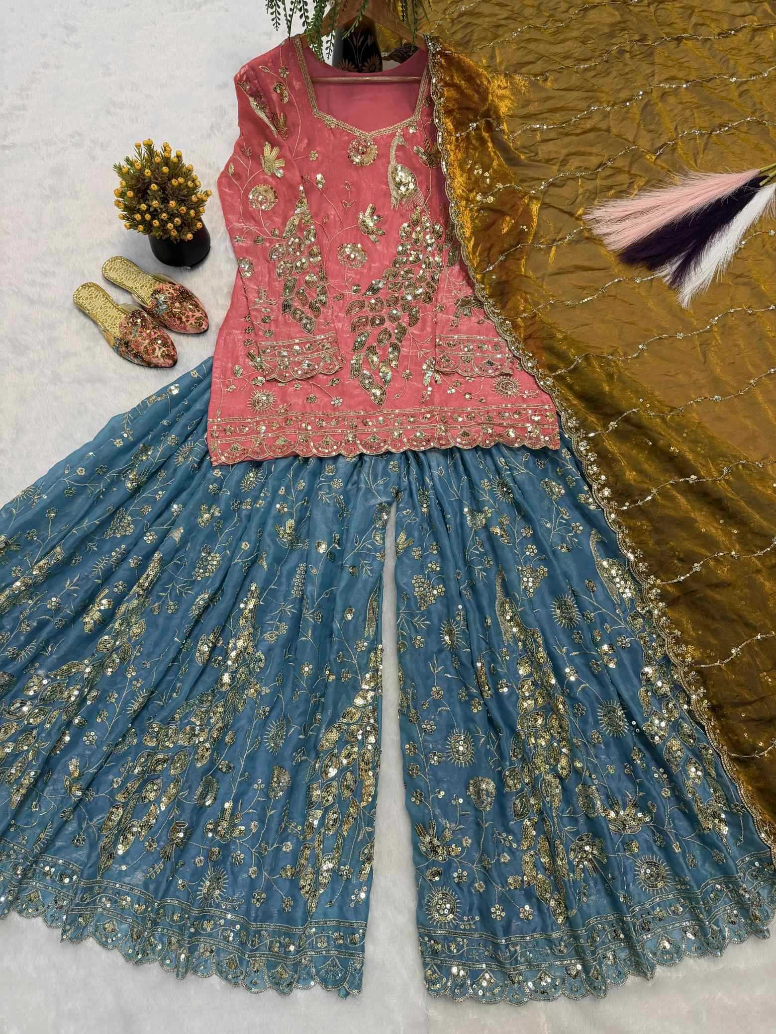 YNF Wholesale Crush Silk Sharara Salwar Suits  | Surat Manufacturer