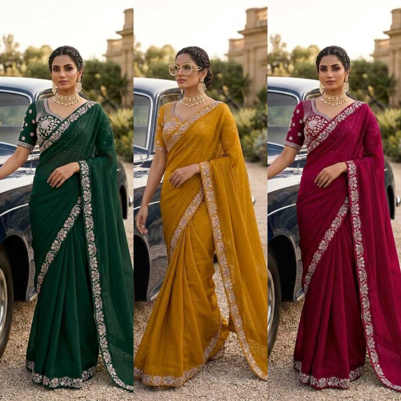 YNF Wholesale Malay Satin Silk Party Wear Sarees  | Surat Manufacturer