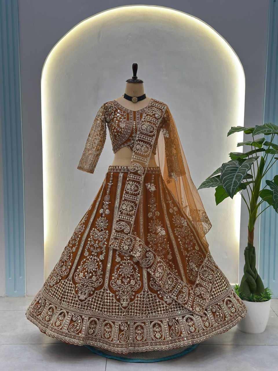 YNF Wholesale Butterfly Net Embroidered Lehenga  | Surat Manufacturer