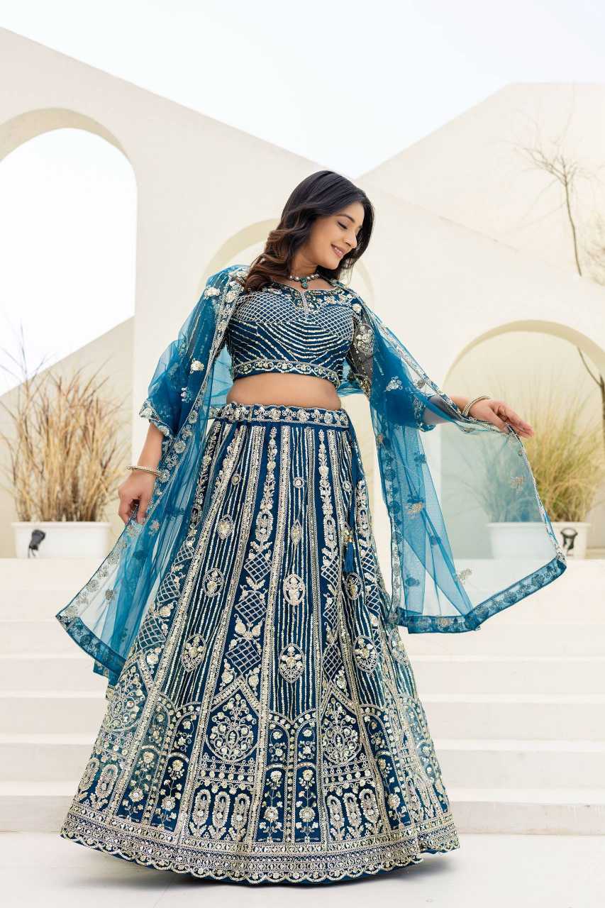 YNF Wholesale Butterfly Net Embroidered Lehenga  | Surat Manufacturer