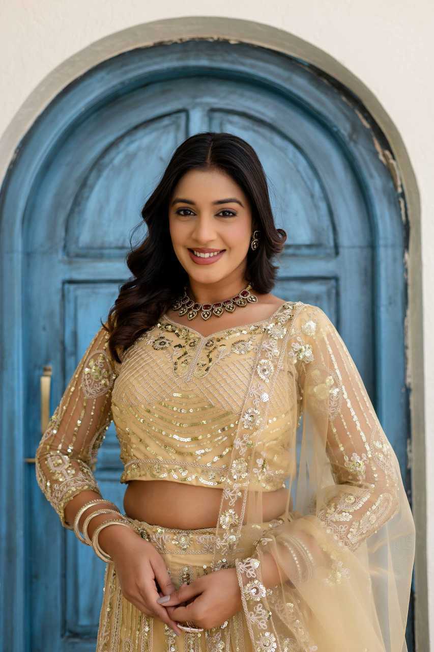 YNF Wholesale Butterfly Net Embroidered Lehenga  | Surat Manufacturer