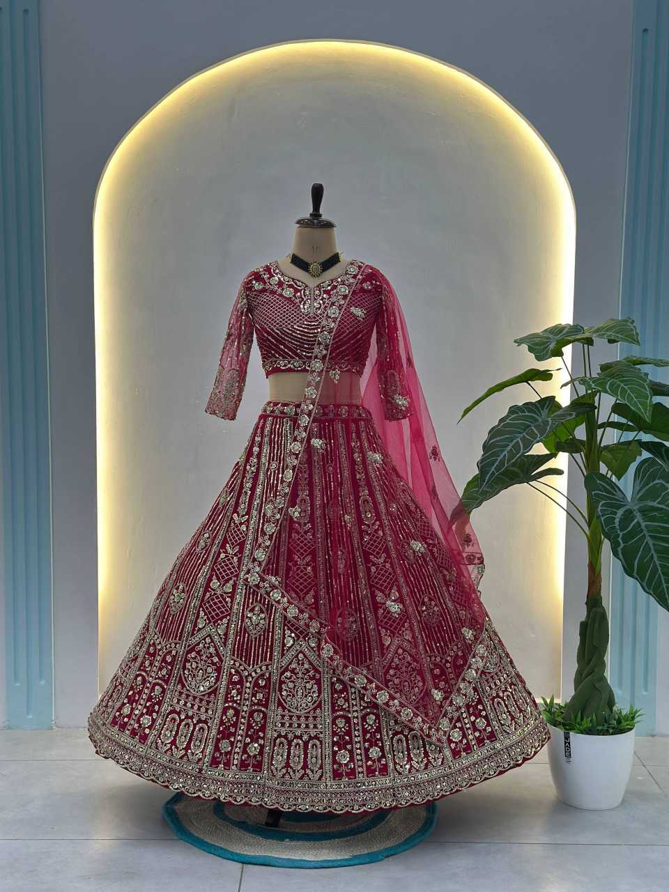 YNF Wholesale Butterfly Net Embroidered Lehenga  | Surat Manufacturer