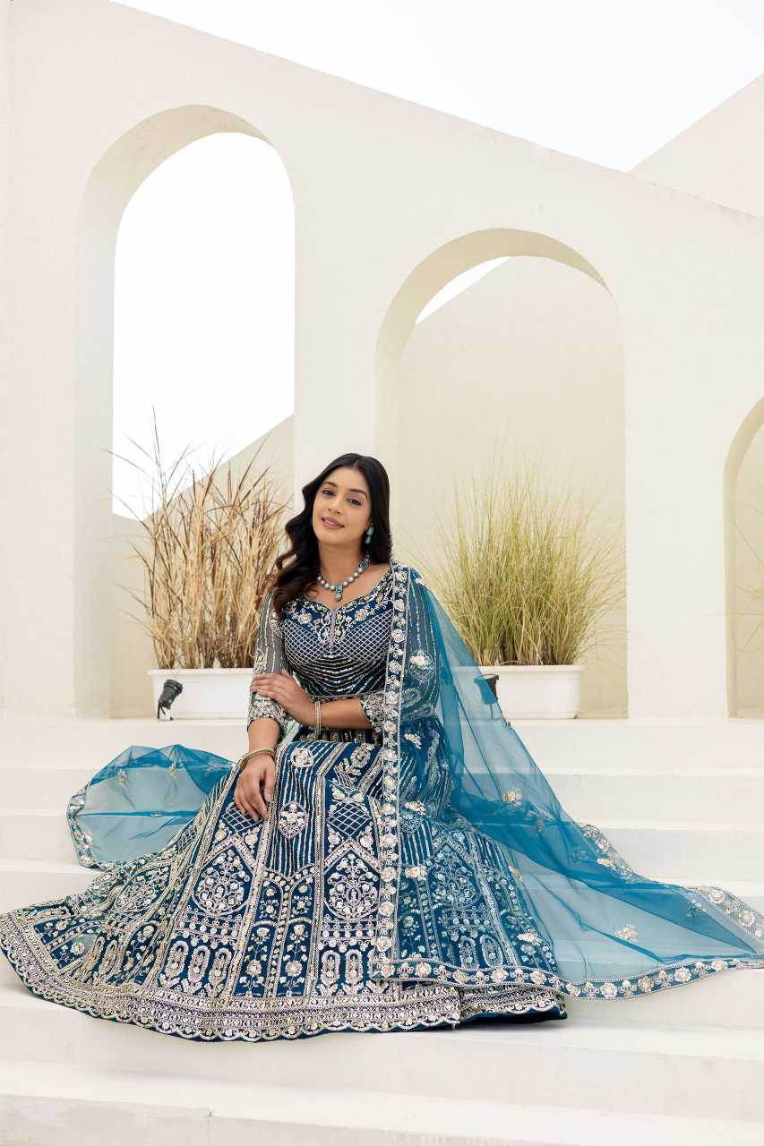 YNF Wholesale Butterfly Net Embroidered Lehenga  | Surat Manufacturer