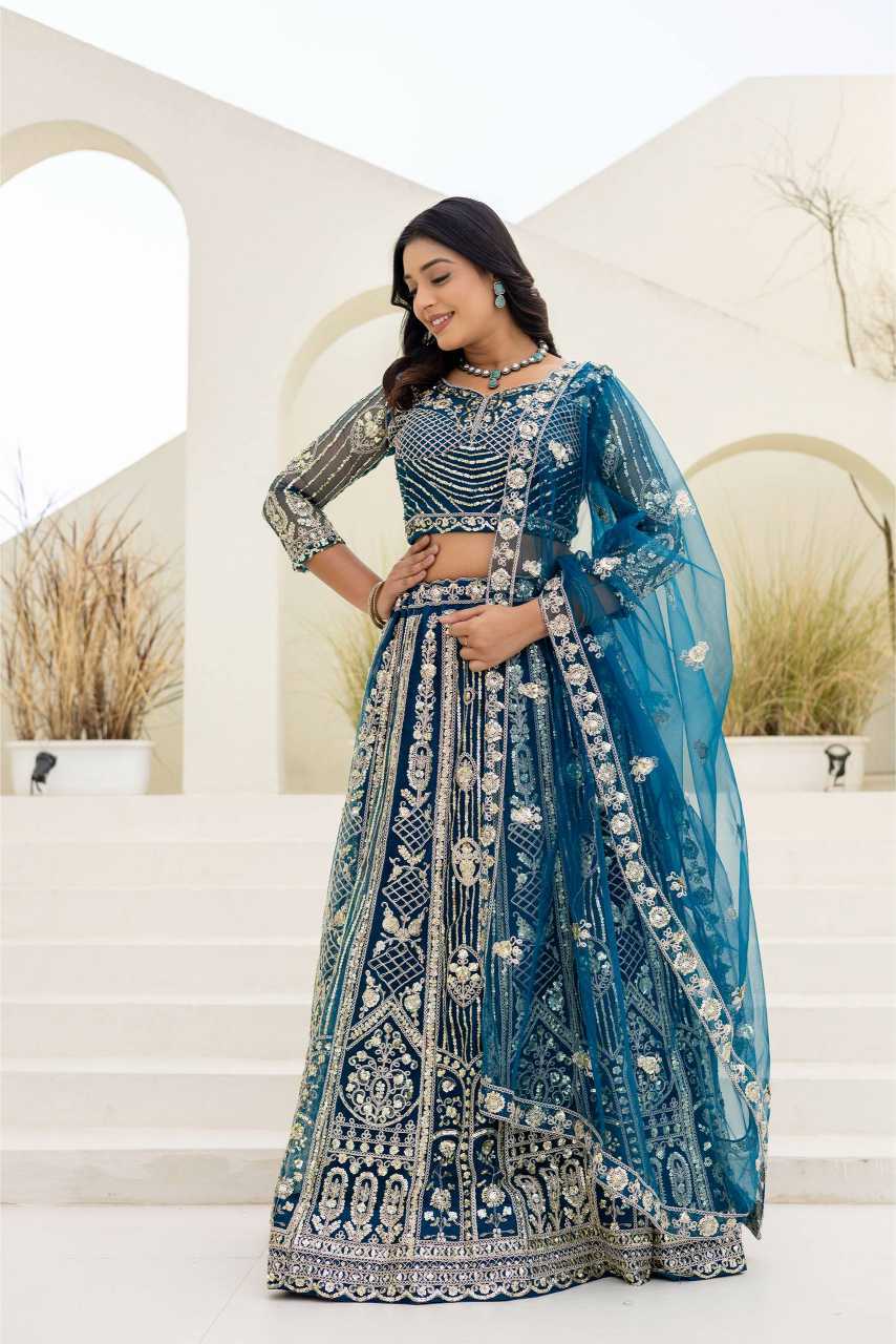 YNF Wholesale Butterfly Net Embroidered Lehenga  | Surat Manufacturer