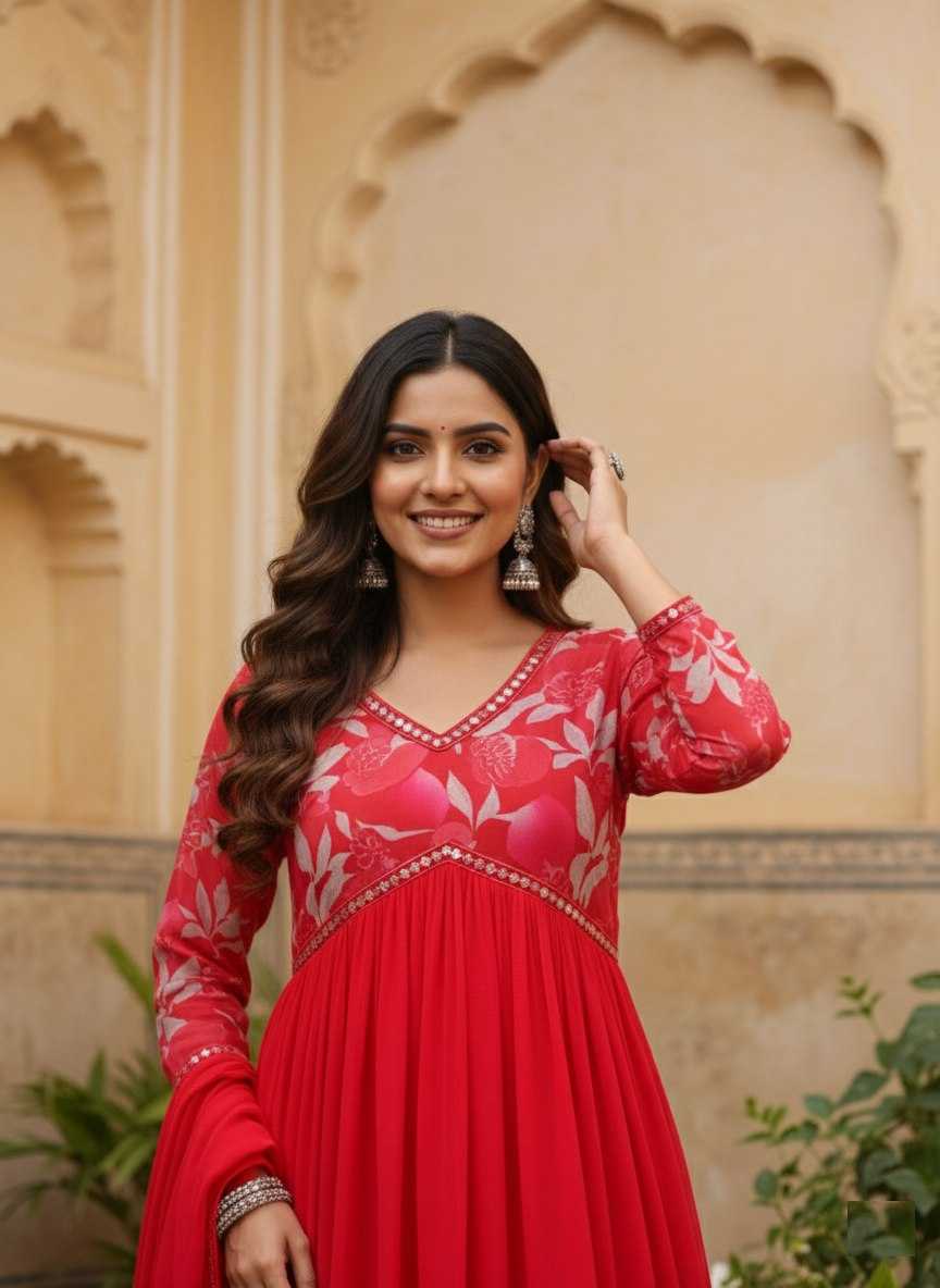 YNF Wholesale Georgette Embroidery Gowns  | Surat Manufacturer