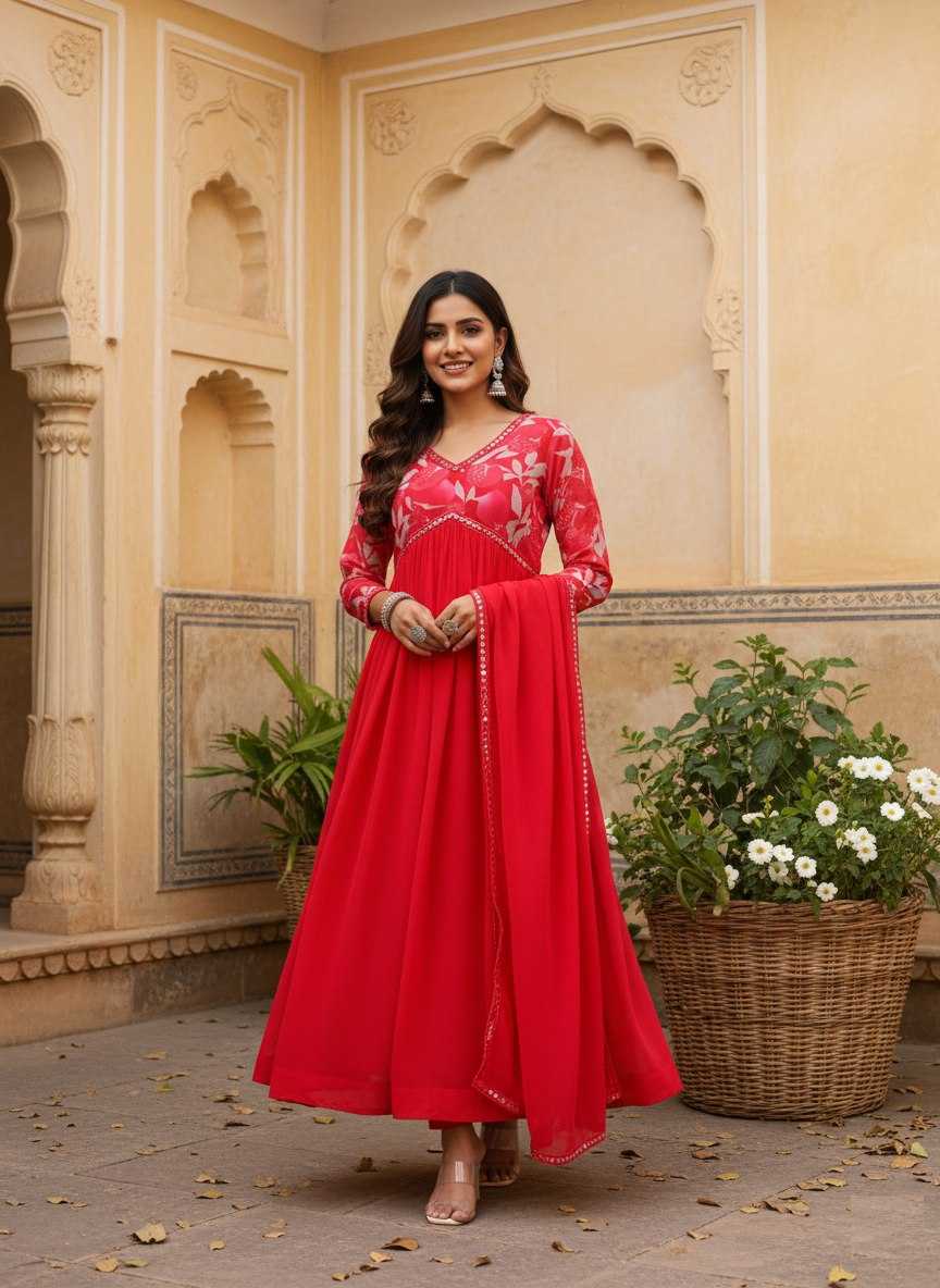 YNF Wholesale Georgette Embroidery Gowns  | Surat Manufacturer