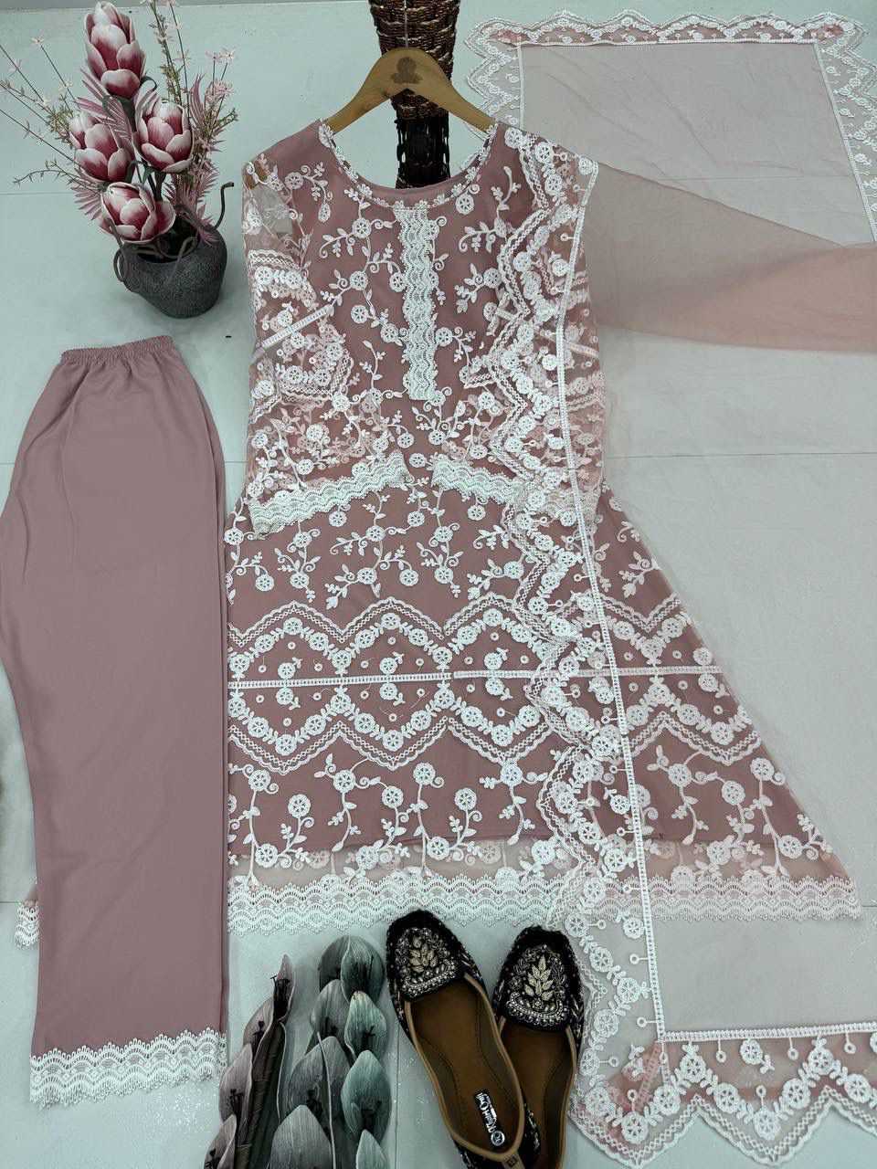 YNF Wholesale Soft Net Embroidery Suits  | Surat Manufacturer