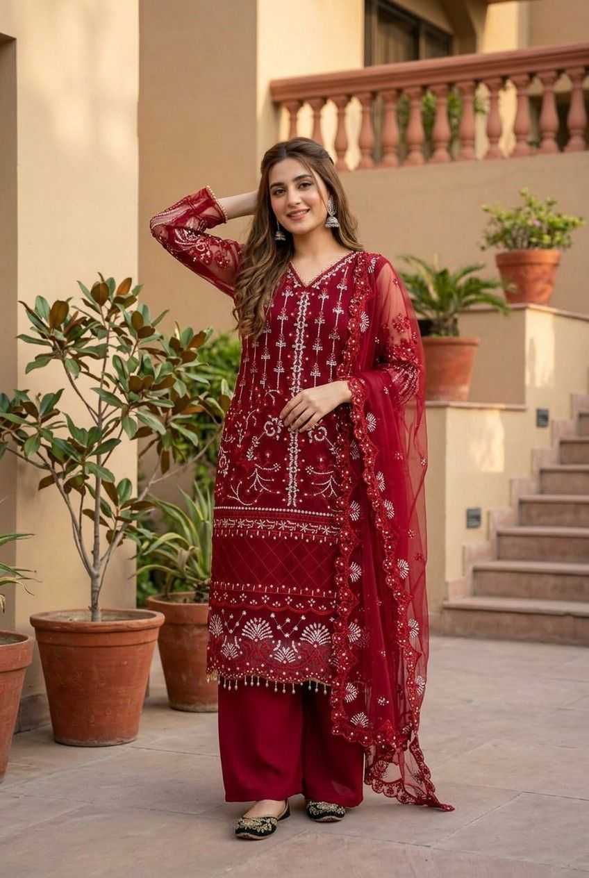 YNF Wholesale Soft Net Palazzo Suit  | Surat Manufacturer